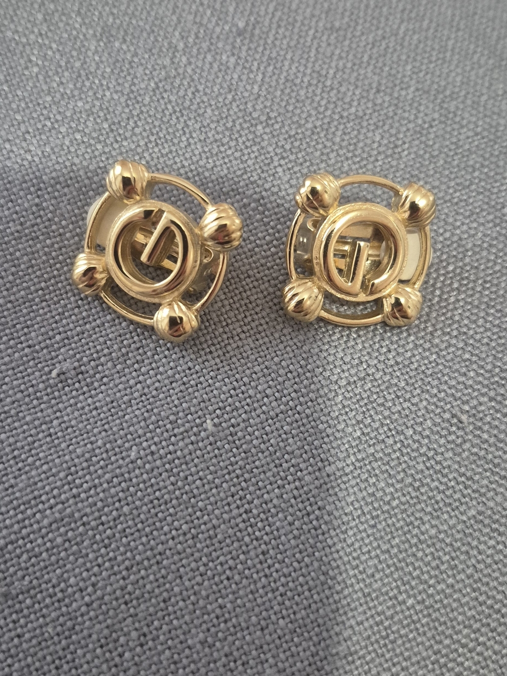 Givenchy Gold-Tone Decorative Logo Clip Earrings